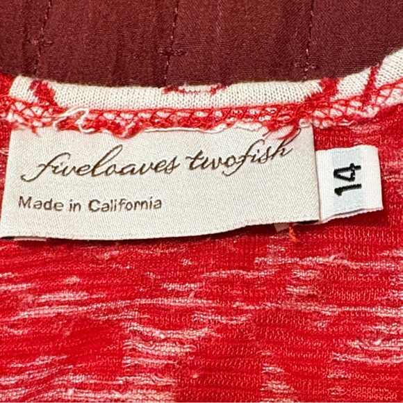 Five Loaves Two Fish Girls Red and White Floral Dress with Pockets Size 14 - Picture 5 of 10